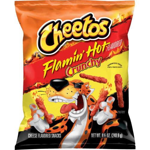 Bag of original Cheetos Flaming Hot crunchy snacks, 28g